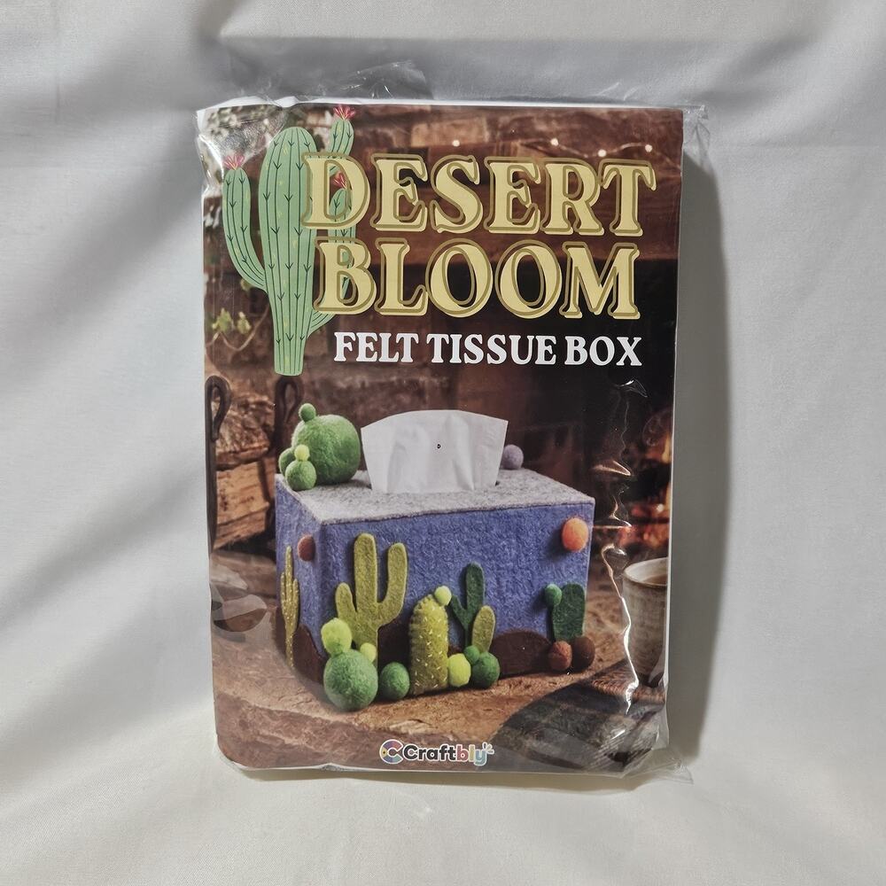 Craftbly Desert Bloom Felt Tissue Box DIY Craft Kit Cactus Southwest New